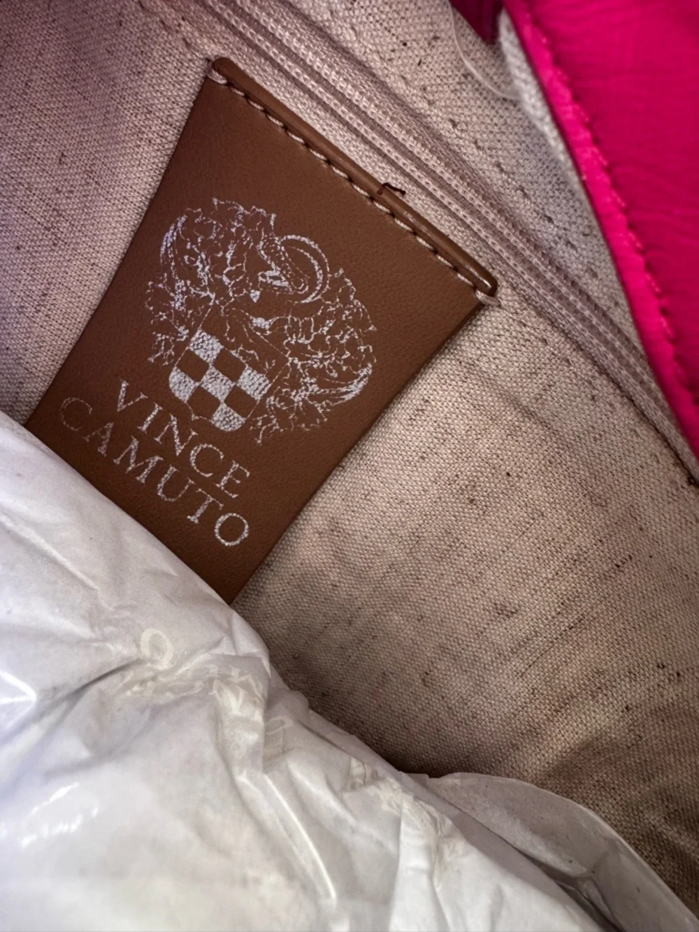 NWT Vince Camuto Leather Evlyn Bagette Top Handle Bag In Festival Fuchsia Pink